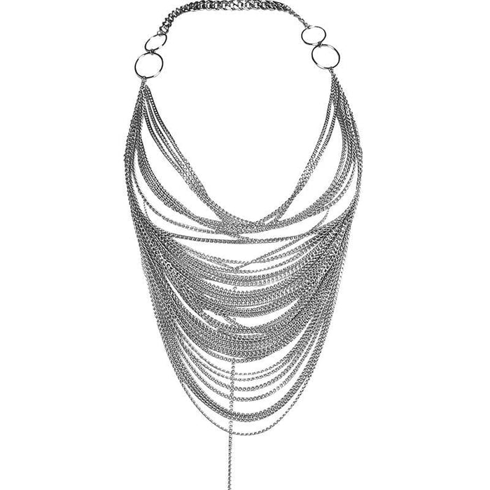 Metal chain see through o ring halter backless crop top