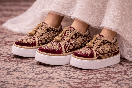Mommy & Me Sneakers-34-Maroon ( 1.5 Inch Sole)