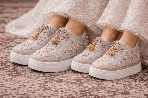 Mommy & Me Sneakers-37-Silver ( 1.5 Inch Sole)