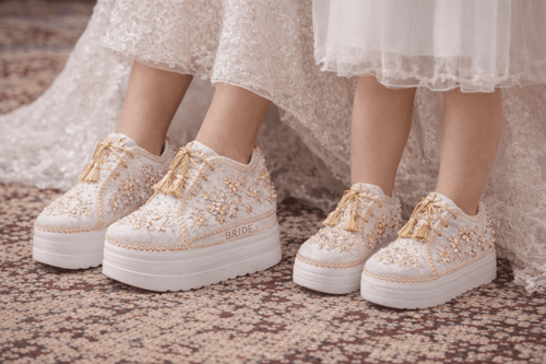 Mommy & Me Sneakers-38-White ( 1.5 Inch Sole)