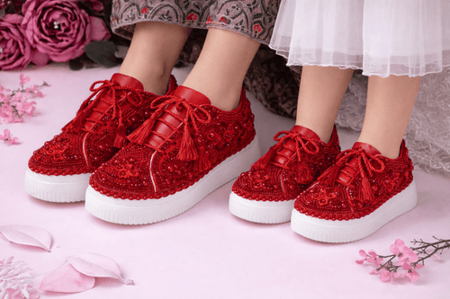 Mommy & Me Sneakers-9-Red ( 1.5 Inch Sole)