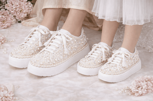 Mommy & Me Sneakers-9-White ( 1.5 Inch Sole)