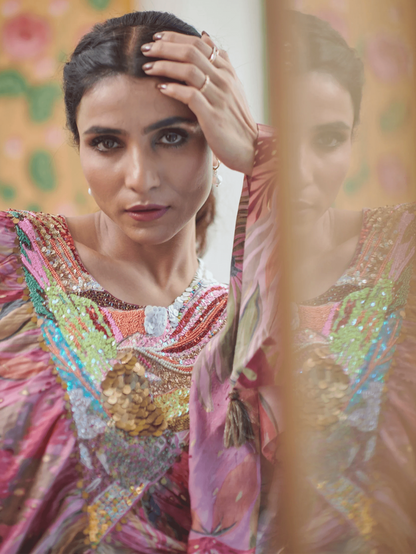 Multi-Color Printed Cotton Silk Co-ord Set