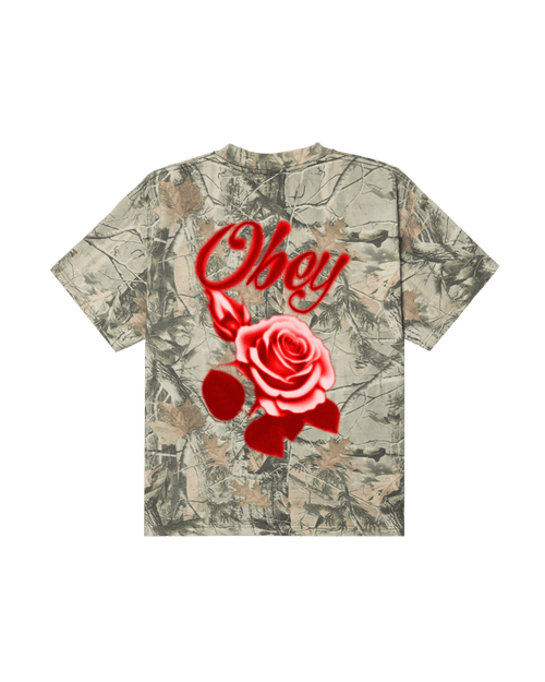 Obey - Airbrushed Rose Heavyweight T-shirt - Leaf camo - T-shirts - 168024324CAMS