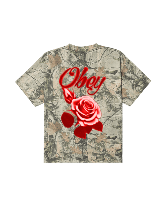 Obey - Airbrushed Rose Heavyweight T-shirt - Leaf camo - T-shirts - 168024324CAMS
