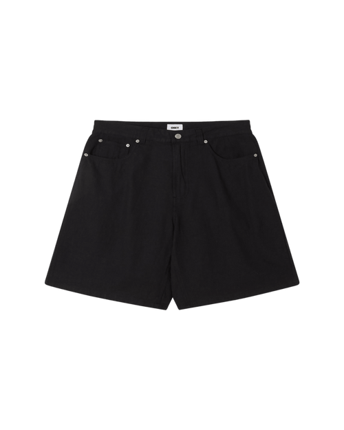 Obey - Baggy Linen Devin Short - Black - Pantalons et Shorts - 172100106BLK28
