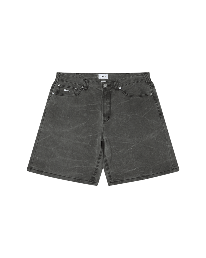 Obey - Bigwig Baggy Denim Short - Black wrinkle wash - Pantalons et Shorts - 172100109BWA28