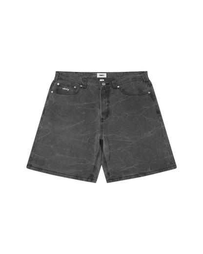 Obey - Bigwig Baggy Denim Short - Black wrinkle wash - Pantalons et Shorts - 172100109BWA28