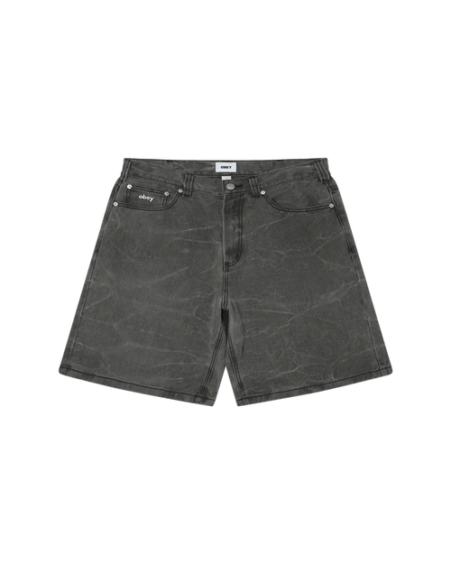Obey - Bigwig Baggy Denim Short - Black wrinkle wash - Pantalons et Shorts - 172100109BWA28