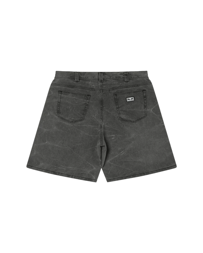 Obey - Bigwig Baggy Denim Short - Black wrinkle wash - Pantalons et Shorts - 172100109BWA28