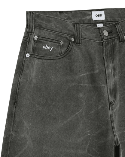 Obey - Bigwig Baggy Denim Short - Black wrinkle wash - Pantalons et Shorts - 172100109BWA28