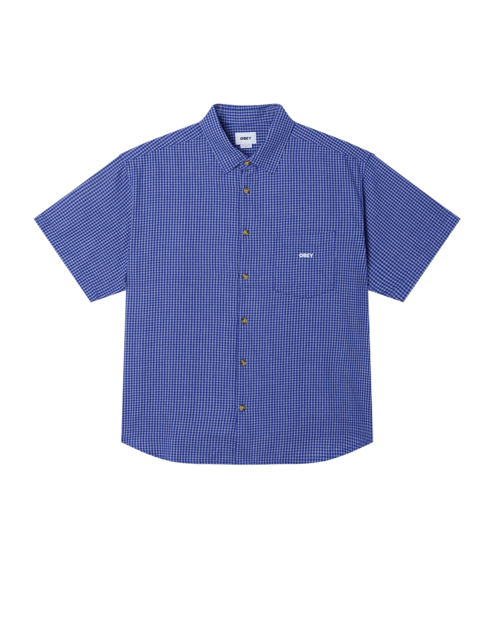 Obey - Bigwig Frank Woven SS Shirt - Surf blue multi - Chemises - 181210464SFBS