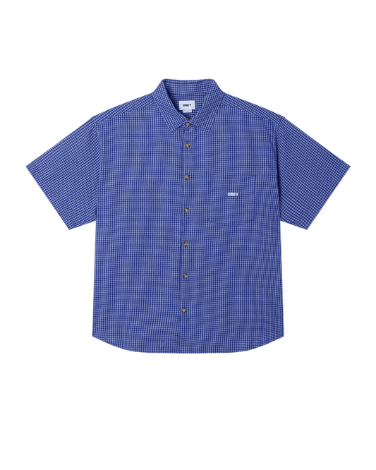 Obey - Bigwig Frank Woven SS Shirt - Surf blue multi - Chemises - 181210464SFBS