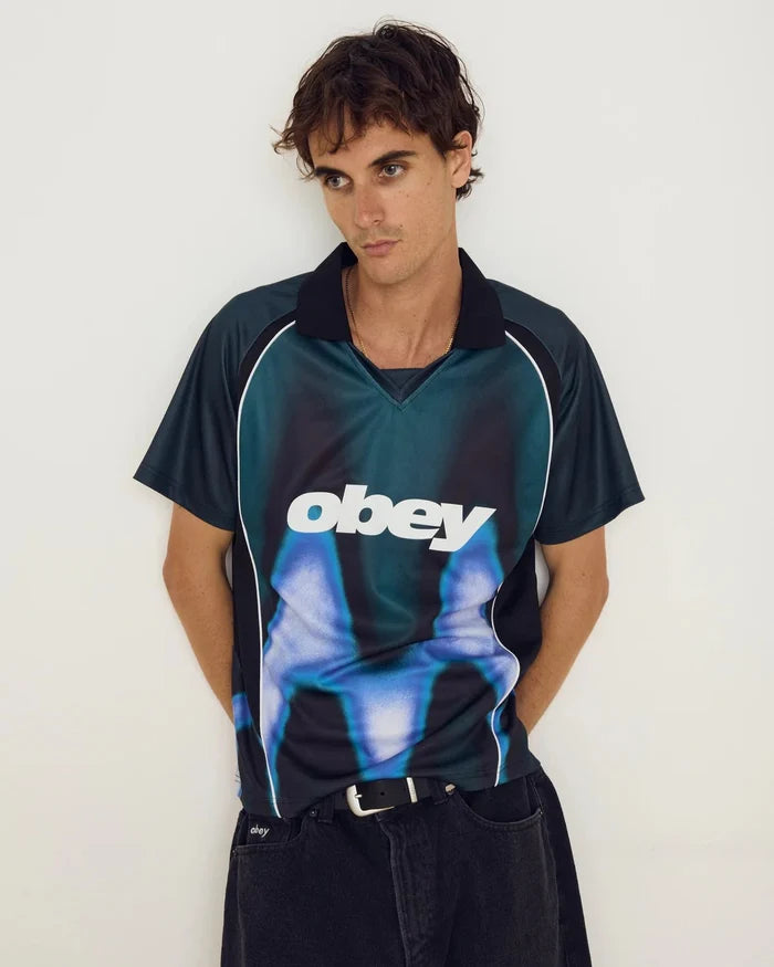 Obey - Blurred Soccer Jersey - Dark teal multi - T-shirts - 131080378DTLS
