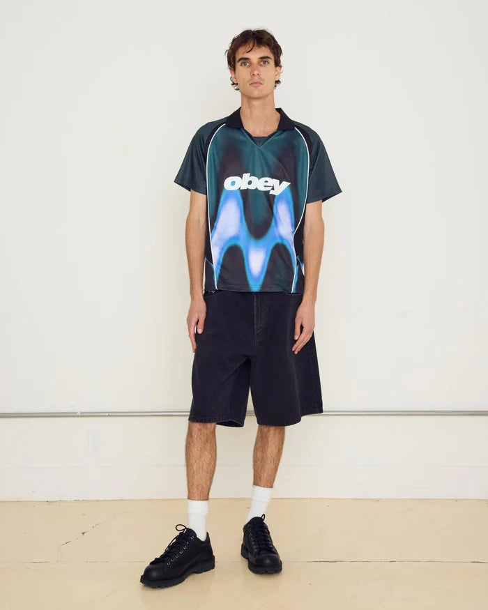 Obey - Blurred Soccer Jersey - Dark teal multi - T-shirts - 131080378DTLS