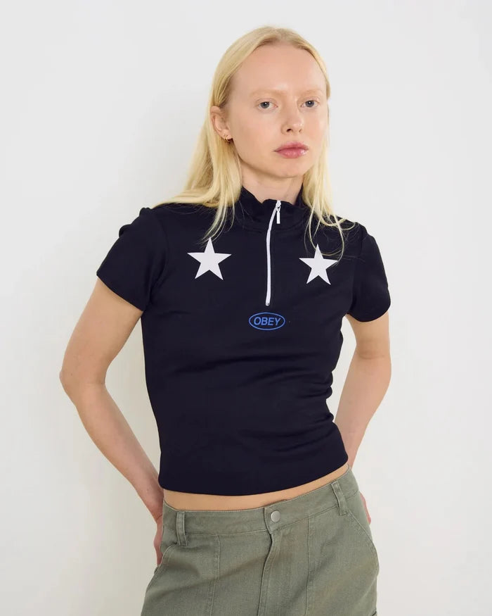 Obey - Relay Mock Neck SS - Black - Tops - 231080164BLKM