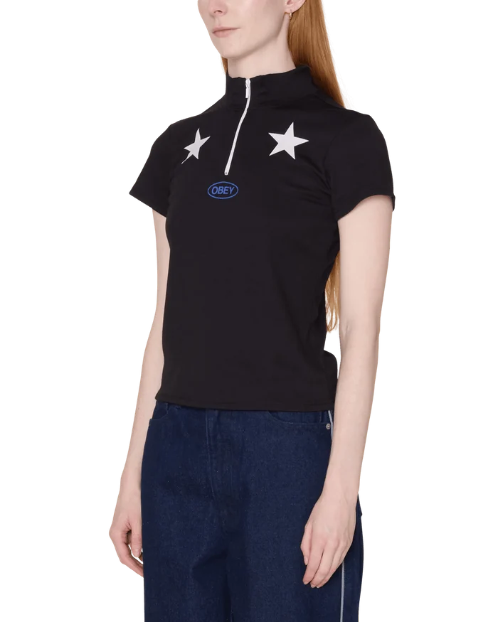 Obey - Relay Mock Neck SS - Black - Tops - 231080164BLKM