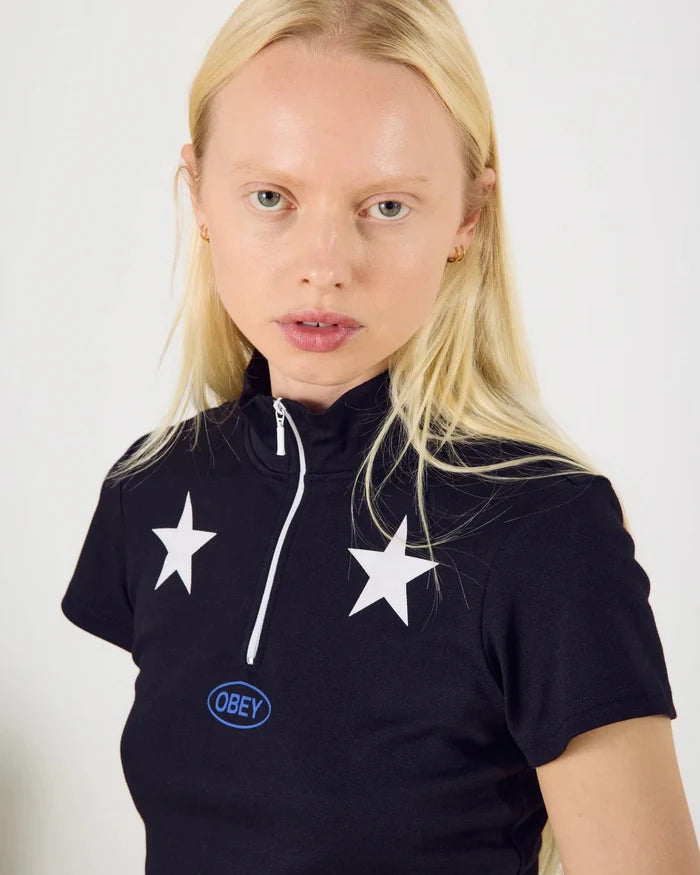 Obey - Relay Mock Neck SS - Black - Tops - 231080164BLKM