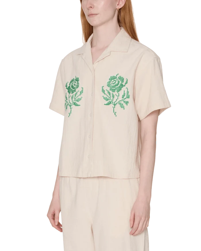 Obey - Roses Embellished SS Shirt - Natural - Tops - 281210124NATS