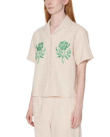 Obey - Roses Embellished SS Shirt - Natural - Tops - 281210124NATS