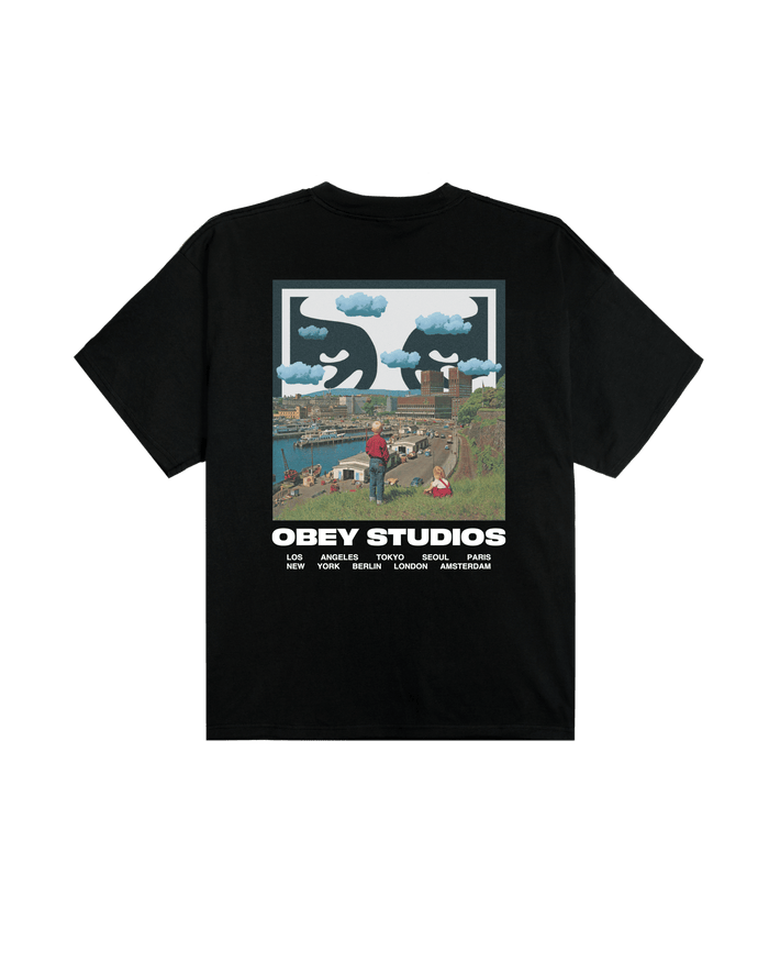 Obey - Sky Face Heavyweight T-shirt - Black - T-shirts - 168024320BLKS