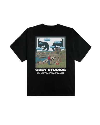 Obey - Sky Face Heavyweight T-shirt - Black - T-shirts - 168024320BLKS