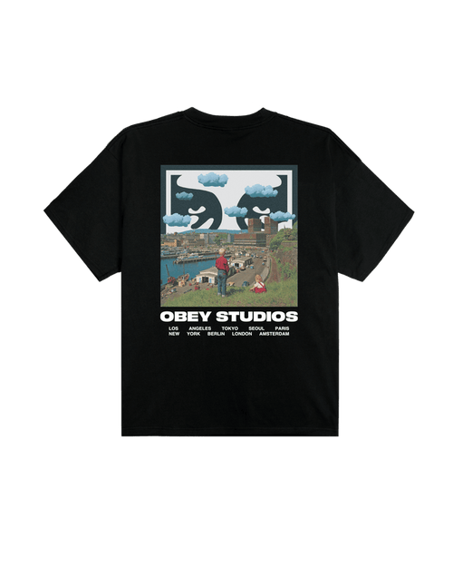 Obey - Sky Face Heavyweight T-shirt - Black - T-shirts - 168024320BLKS