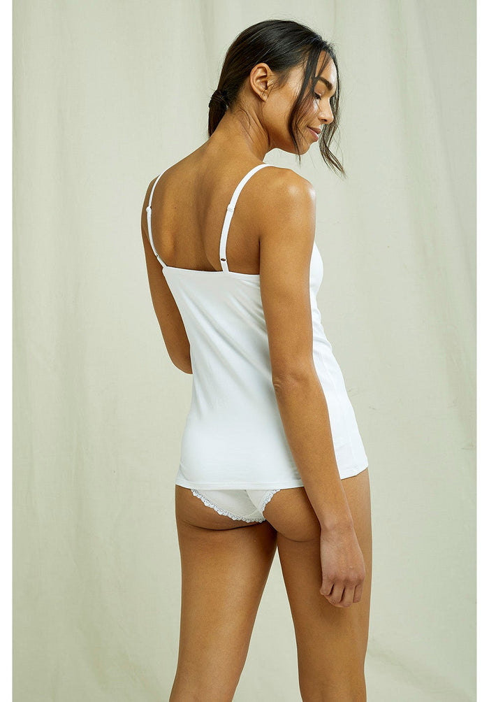 People Tree - Hidden Support Lace - Haut Blanc à Dentelles-Tops-M71UP.BK1