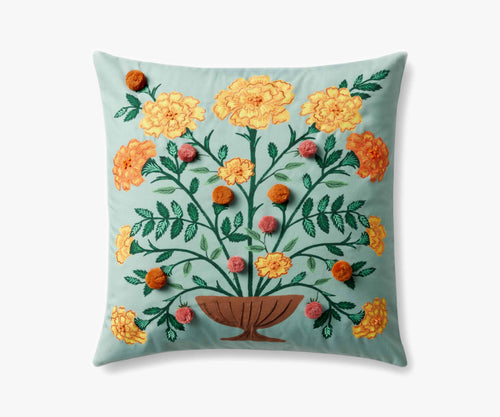 Marisol Embroidered Pillow - Light Green