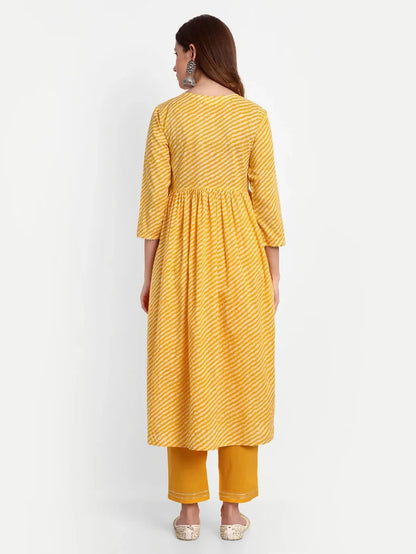 Printed Alia Cut Cotton Kurti Set