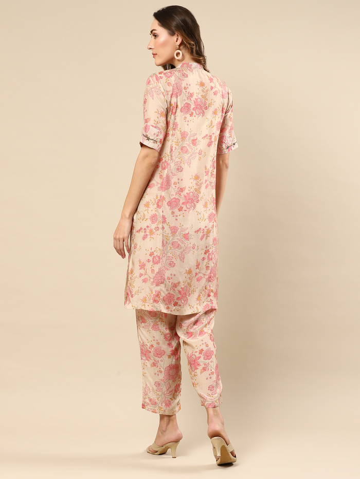 Printed Cotton Silk Kurta With Pant