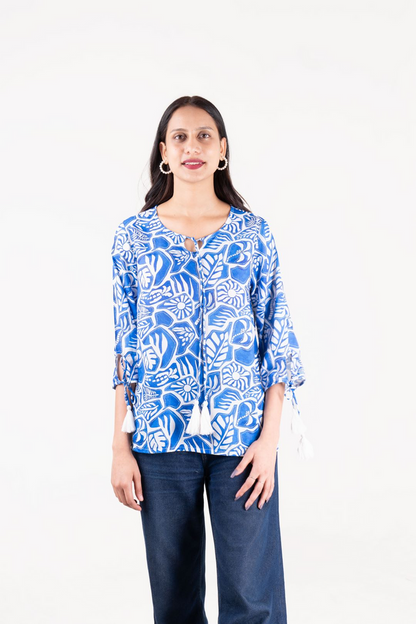 Printed Top with Tassel