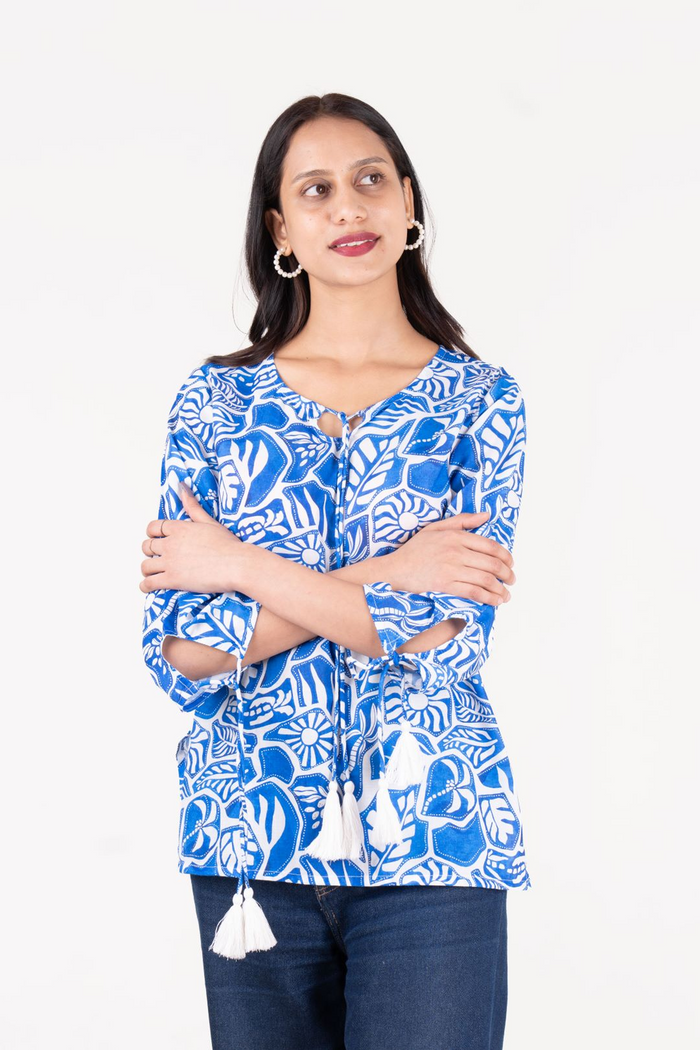 Printed Top with Tassel