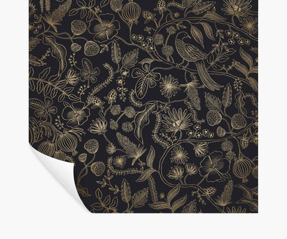 Aviary Peel & Stick Wallpaper - Metallic Gold & Black
