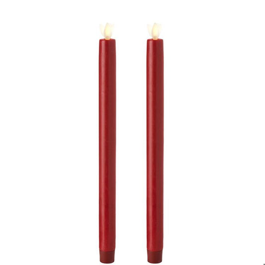 12" Moving Flame set/2 Red Taper Candles