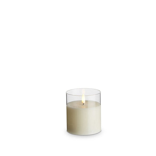 3.5" x 4" Clear Glass Ivory Pillar Candle