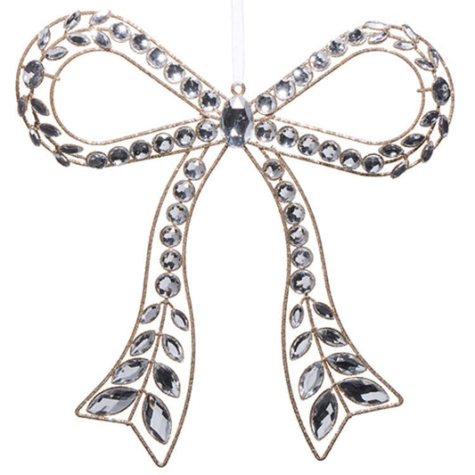 10.5" Clear Jeweled Bow Ornament