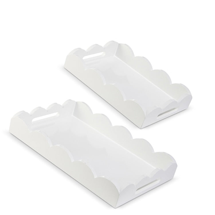 18.5" White Scalloped Tray