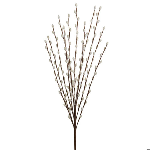 28" White Pussy Willow Branch
