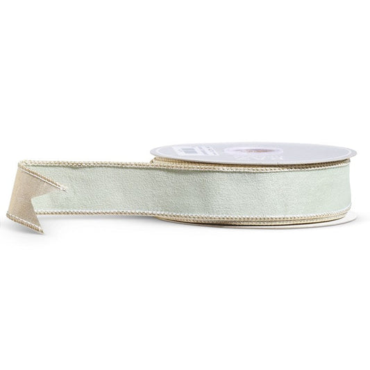 1.5 x 10 Yds Sage Green Ribbon with Gold Trim