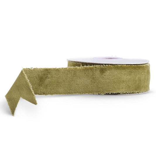 1.5 x 10 Yds Olive Green Velvet Ribbon