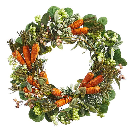 22" Carrot, Mixed Greenery and Berries Wreath