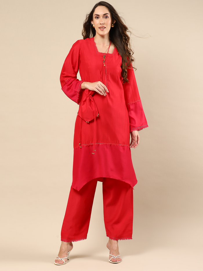 Red Color Potli Kurta Set
