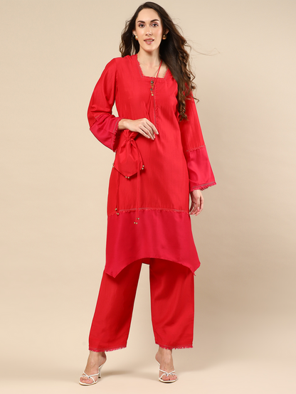 Red Color Potli Kurta Set
