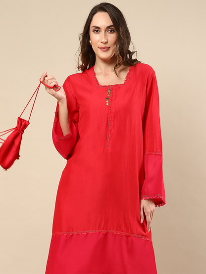 Red Color Potli Kurta Set