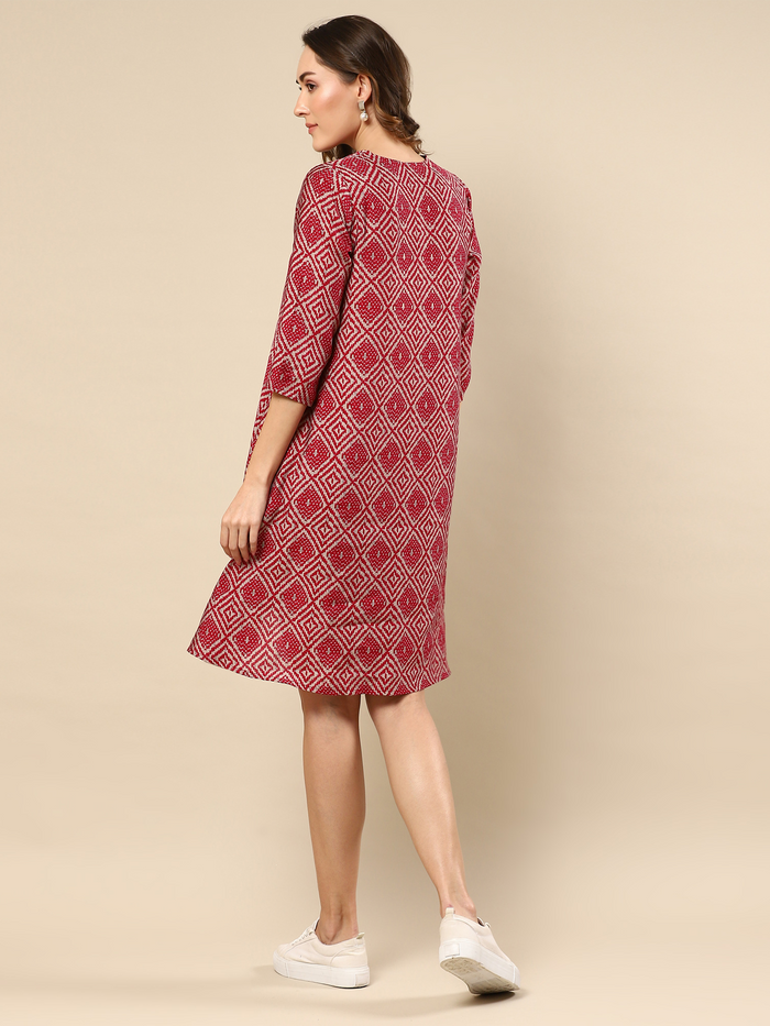 Red Printed Cotton Silk Co-ord Set