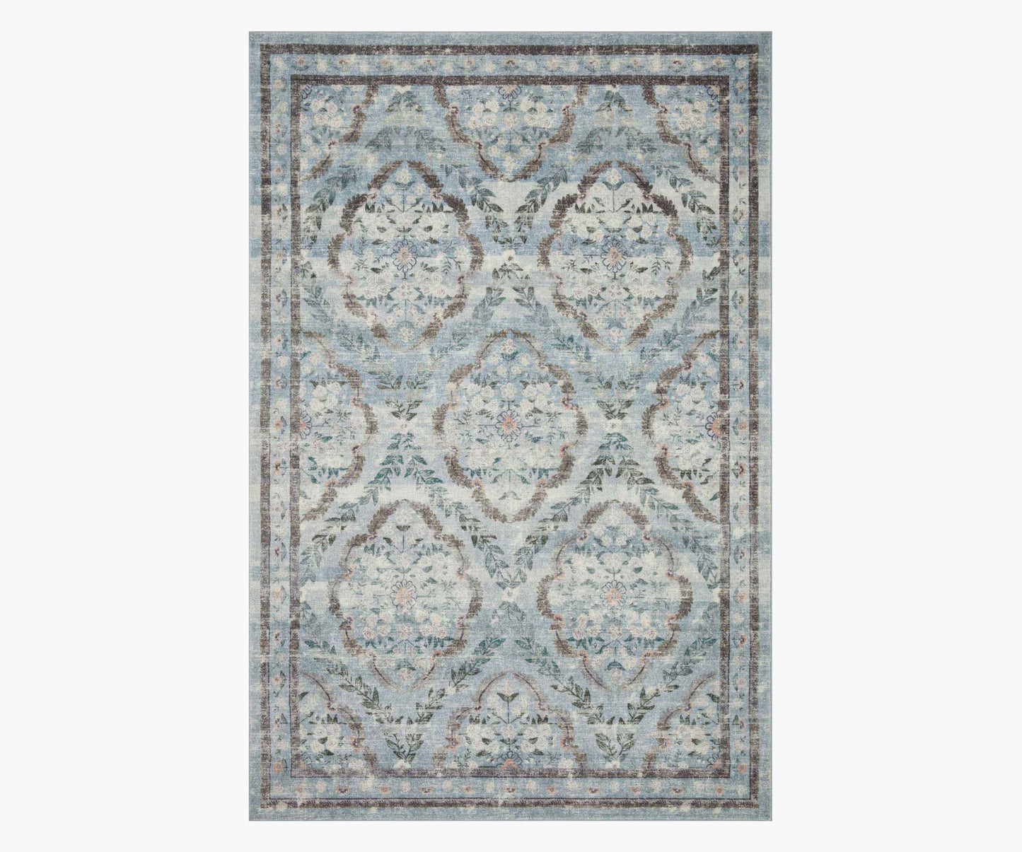 Courtyard Chateau Printed Rug - Blue