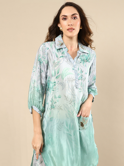 Seafoam Green Color Muslin Kurta Set