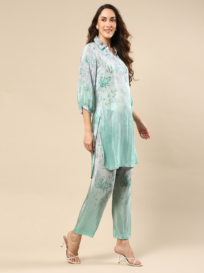 Seafoam Green Color Muslin Kurta Set