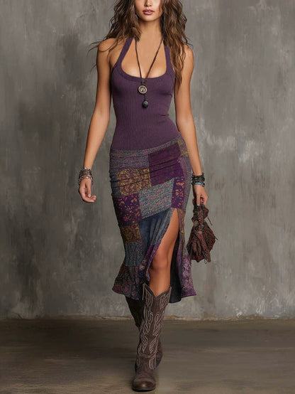 Selena | Boho patchwork dress with straps